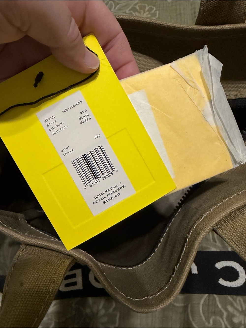 Marc Jacobs Khaki Canvas Tote with Black Logo Strap - Picture 3 of 7